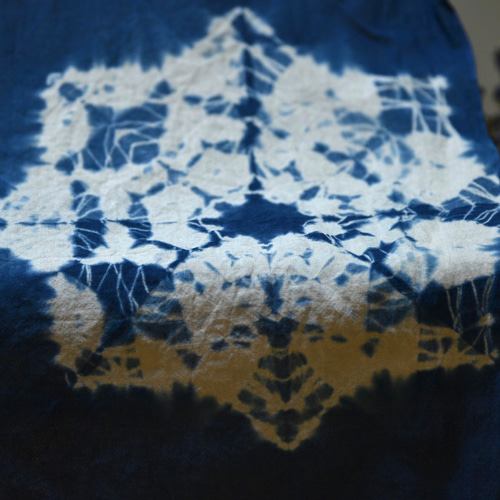 藍染め生地 折り紙絞り てぬぐい フリークロス 生地 Rainent 通販