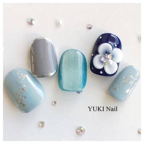 ブルーのマグネットネイル ネイルチップ（つけ爪） yuki-nail 通販