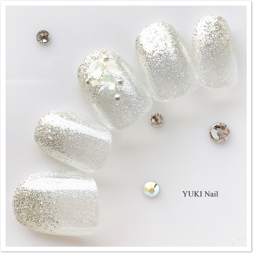 夏に輝くクリアラメ ネイルチップ（つけ爪） yuki-nail 通販 12084545