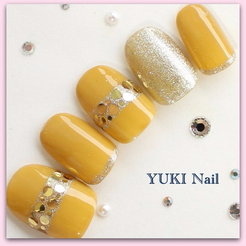 秋冬マスタードイエロー ネイルチップ（つけ爪） yuki-nail 通販