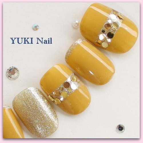 秋冬マスタードイエロー ネイルチップ（つけ爪） yuki-nail 通販