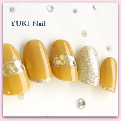 秋冬マスタードイエロー ネイルチップ（つけ爪） yuki-nail 通販