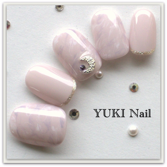 3色マーブル/付け爪/ネイルチップ/ネイル/上品/華やか/シンプル