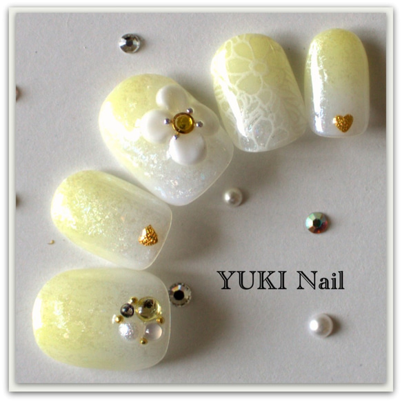 レモンイエロー春夏ネイル ネイルチップ（つけ爪） yuki-nail