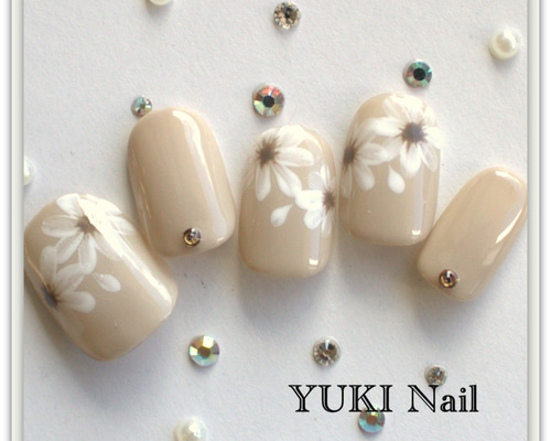 ミルキーフラワーネイルチップ ネイルチップ】no.26 春ネイル/きらきらネイル/フラワーネイル