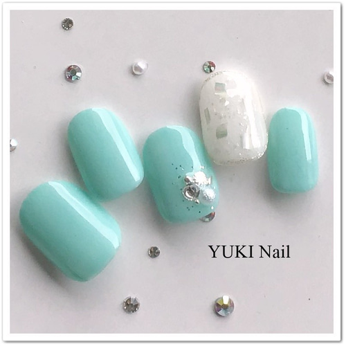 ネイルチップ・付け爪 mint ミントグリーンの爽やかネイル ネイルチップ（つけ爪） yuki-nail 通販