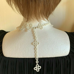 ♥️【4way】チョーカー・ネックレス／人気・定番・上品・豪華／ウエディング♡ブライダル☆タティングレース／白・ホワイト 4枚目の画像