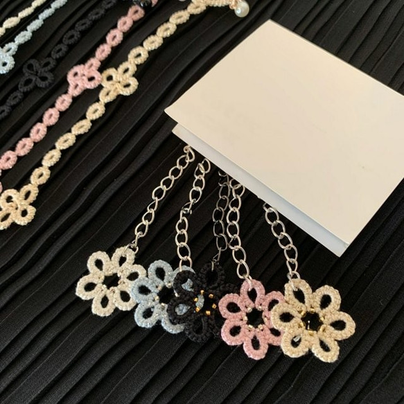 ♥️【4way】チョーカー・ネックレス／人気・定番・上品・豪華／ウエディング♡ブライダル☆タティングレース／白・ホワイト 7枚目の画像