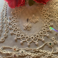 ♥️【4way】チョーカー・ネックレス／人気・定番・上品・豪華／ウエディング♡ブライダル☆タティングレース／白・ホワイト 8枚目の画像