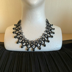 ♥️チョーカー＆ネックレス｜上品・華やか・可愛い・定番アイテム｜ブライダル・ウェディング・発表会にも◎【黒・black】 2枚目の画像
