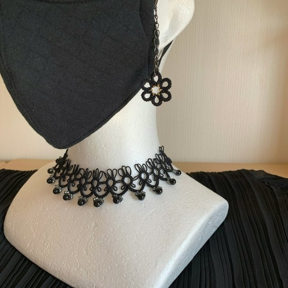 ♥️チョーカー＆ネックレス｜上品・華やか・可愛い・定番アイテム｜ブライダル・ウェディング・発表会にも◎【黒・black】 6枚目の画像