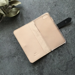 牛毛皮ハラコ 豹柄スマホケース iPhone/android 全機種対応 flap belt /beige【受注製作】 3枚目の画像