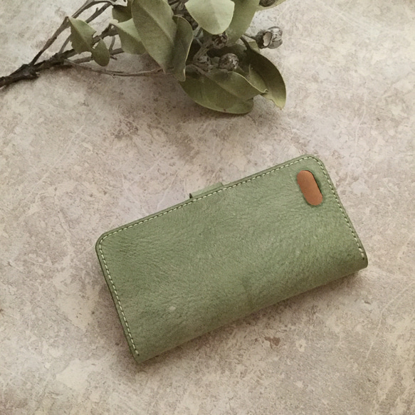 iPhoneケース flap belt / GREEN 〖全機種対応〗〖受注制作〗〖新調〗 2枚目の画像