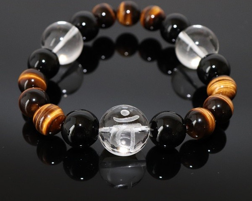 ♡専用♡ モリオン・水晶・サクラ瑪瑙・レッドジャスパー・タイガーアイ・バラブレス 天然石ブレスレット 梵字 タイガーアイ 水晶 ju-009 ブレスレット