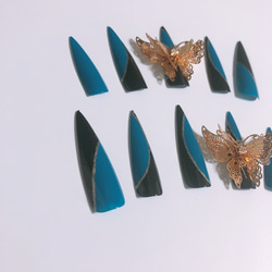 ネイルチップ 成人式 蝶々 振袖 着物　【受注生産品】 2枚目の画像
