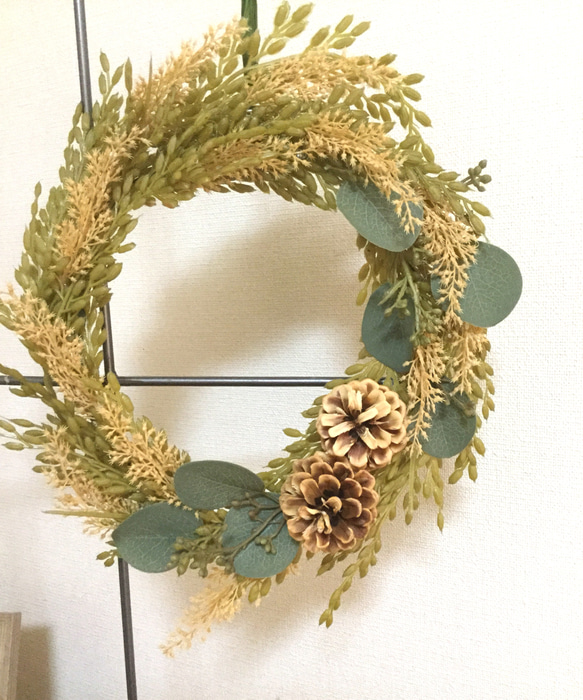 11月中送料無料！》稲穂とユーカリのリース『冬支度ハンドメイド2019
