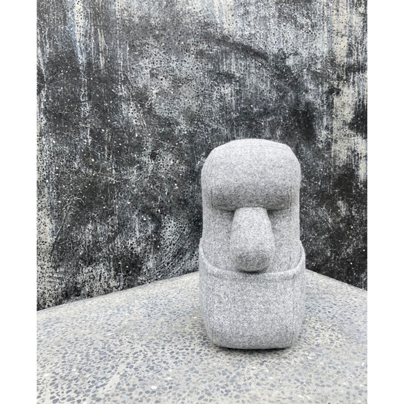 【 Smiling Moai 】中灰摩艾石像－迷你阿摩 第2張的照片