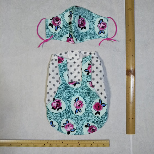 オックスプリント生地を使った小型犬サイズラグランスリーブシャツ犬服