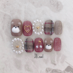 017】くまネイル/さくらんぼ/チェック/囲みパール/ハート/ガーリー  