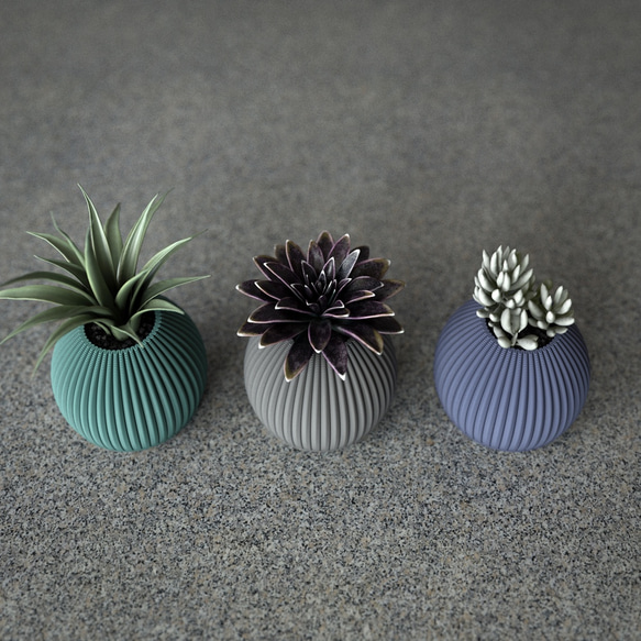 MINI PLANTER SET  / CACTUS POD S / Green , Gray , Blue 2枚目の画像