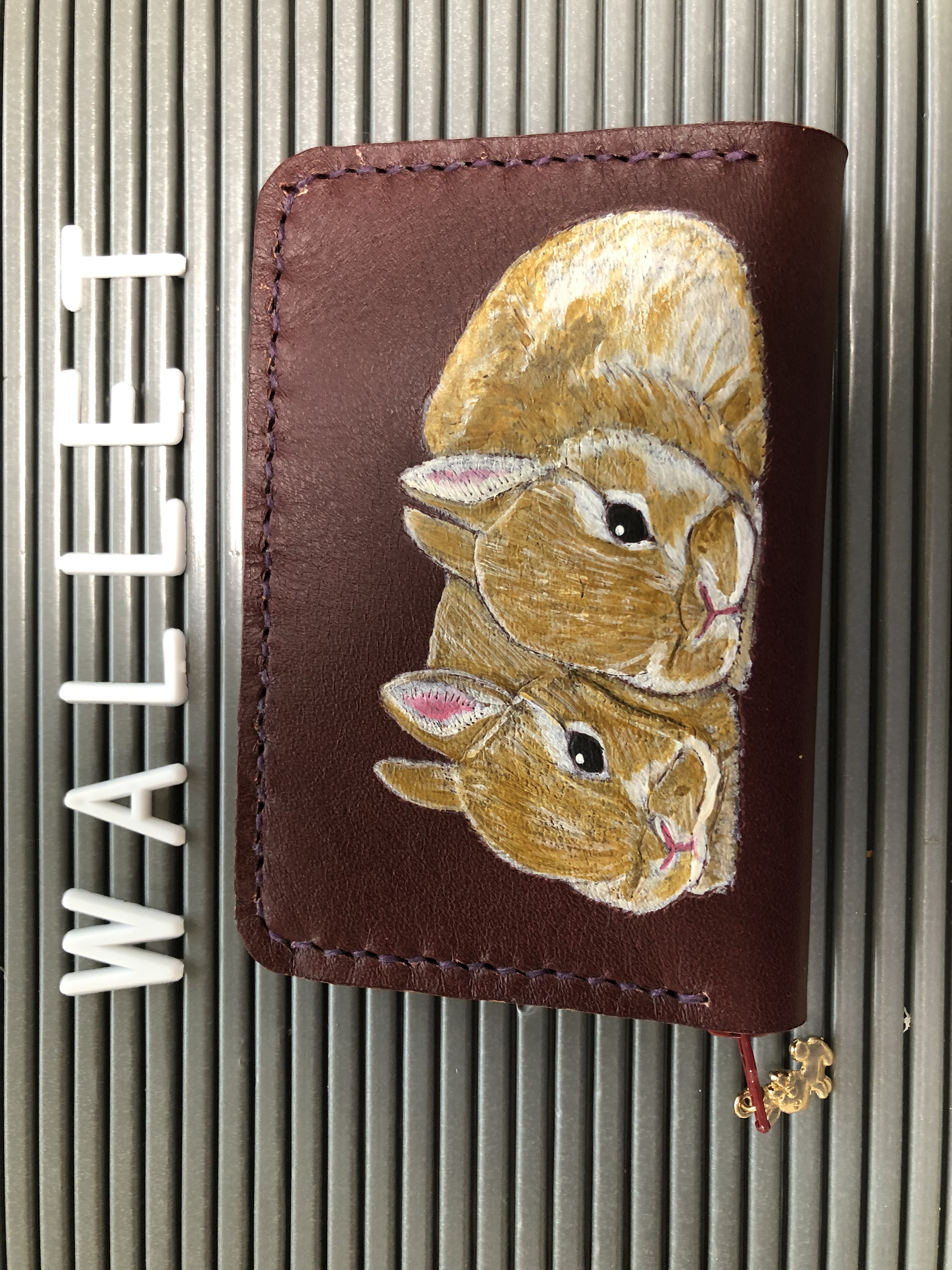 factory うさぎポーチ　ハンドメイド　革　rab