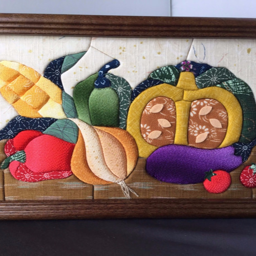 きめこみ パッチワーク】 夏野菜 タペストリー・壁掛け Little by