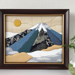 きめこみパッチワーク】 藍の富士山 タペストリー・壁掛け Little by