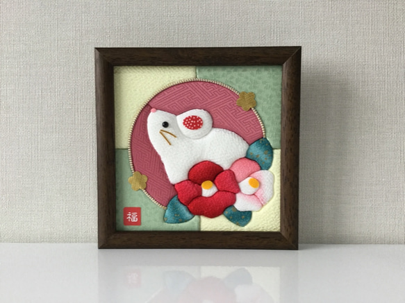 きめこみパッチワーク　花とリボンのタペストリー きめこみパッチワーク 花とリボンのタペストリー