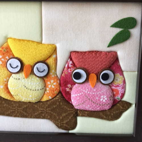 在庫一掃50%オフ/期間限定】きめこみパッチワーク/福ふくろう