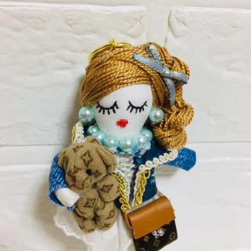 ドールチャーム 受注作製 クマちゃん白 バッグチャーム shinpoke