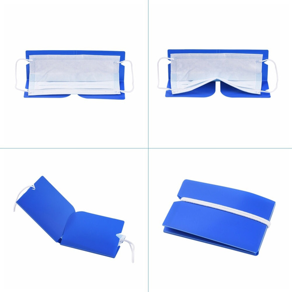 ブルー☆携帯用マスクケース カバー 仮置き マスク収納ケース 3枚目の画像