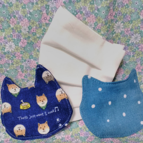 No.657 オーダーマスク　猫　ハンドメイド　インナーマスク　おまとめ割 猫型インナーマスクブルー系 その他ファッション 美樹猫 通販 9108668
