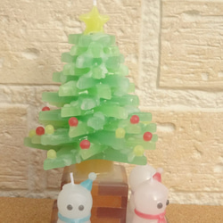 クリスマスツリーとミニ雪だるまのセットキャンドル 3枚目の画像