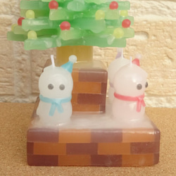 クリスマスツリーとミニ雪だるまのセットキャンドル 4枚目の画像