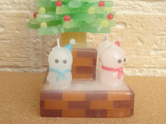 クリスマスツリーとミニ雪だるまのセットキャンドル 4枚目の画像