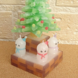 クリスマスツリーとミニ雪だるまのセットキャンドル 6枚目の画像