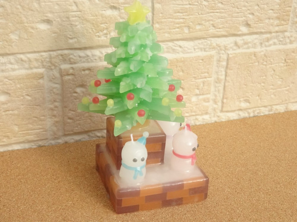 クリスマスツリーとミニ雪だるまのセットキャンドル 7枚目の画像