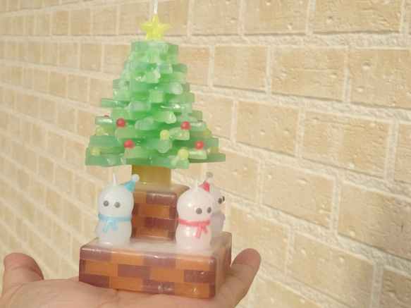 クリスマスツリーとミニ雪だるまのセットキャンドル 8枚目の画像