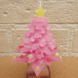 ピンクなクリスマスツリーのキャンドル 3枚目の画像