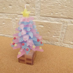 ピンク＆ブルーなクリスマスツリーのキャンドル 5枚目の画像