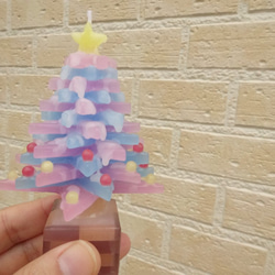 ピンク＆ブルーなクリスマスツリーのキャンドル 6枚目の画像