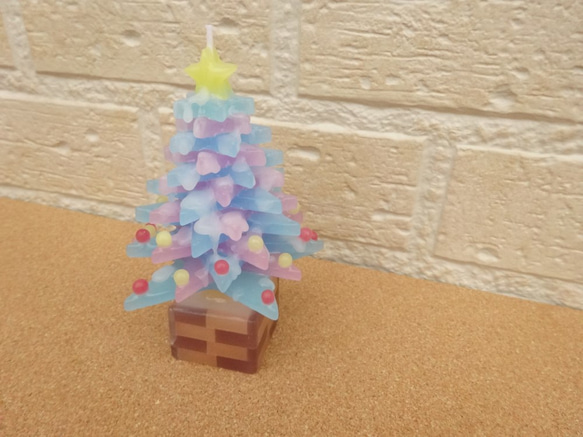 ブルー＆ピンクなクリスマスツリーのキャンドル 5枚目の画像
