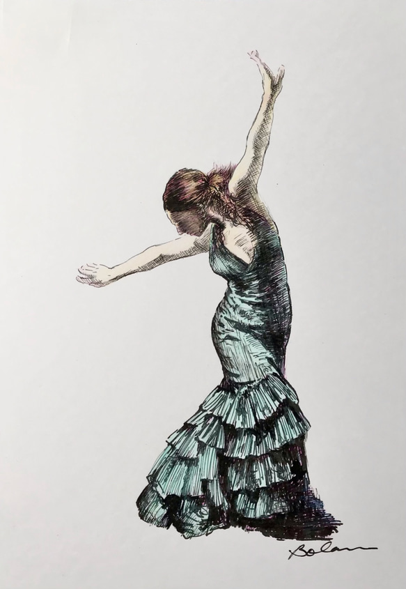 flamenco 5 』原画のみ ＃アート＃原画＃絵画＃インク