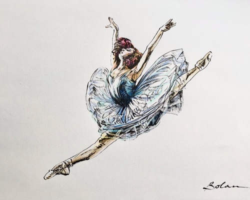 絵画。原画【バレエを踊る熊ちゃん】 0_e57ed4e3c24e5f183f50d749acd6