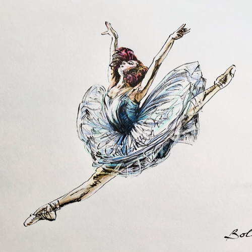 大人女性の ballerina 』＃アート＃原画＃絵画＃インク＃バレエ 2 絵画