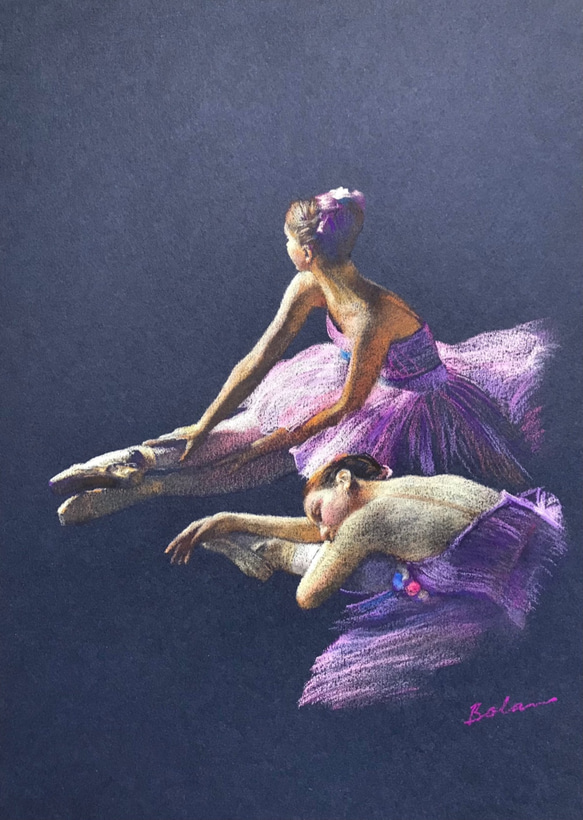 バレリーナの油彩画 額別 バレリーナ 油彩 絵画 30x40cm