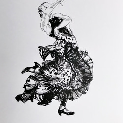 『 flamenco ８』＃アート＃原画＃絵画＃インク＃フラメンコ＃ダンサー 1枚目の画像