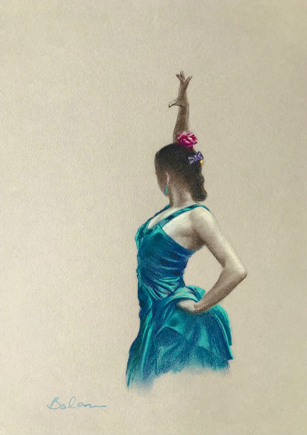 限定セール -SALE 62×53cm サクロモンテ・グラナダ 直筆サイン フラメンコ水彩原画 額装済み 絵画