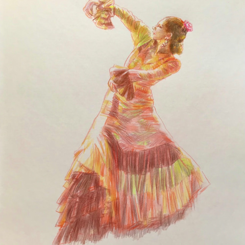 ☆加藤力之輔 フラメンコダンサー☆絵画 人物画