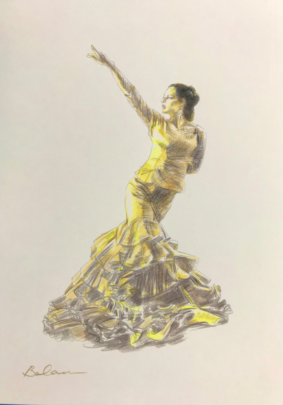 『 flamenco 1１ 』＃アート＃原画＃＃絵画＃カラーペンシル＃フラメンコ＃ダンサー＃クラッシック 1枚目の画像